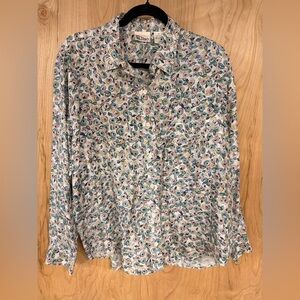 VTG Siltero Blouse Womens Medium floral 100% Silk Boho  Luxury Cottagecore